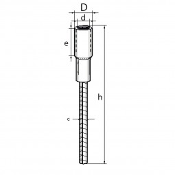 Douille de levage à adhérence droite 0.8 T RD14 Lg 230 mm