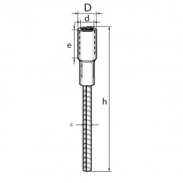 Douille de levage à adhérence droite 0.8 T RD14 Lg 230 mm